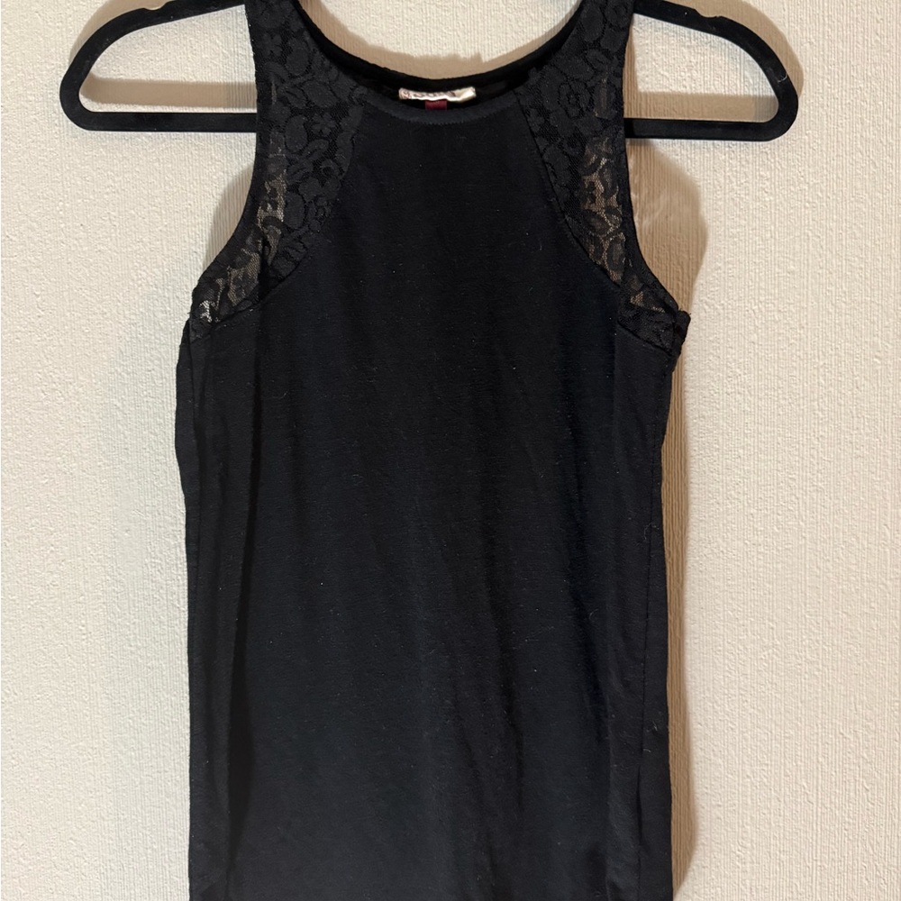 SO Black Lace Detail Tank Top